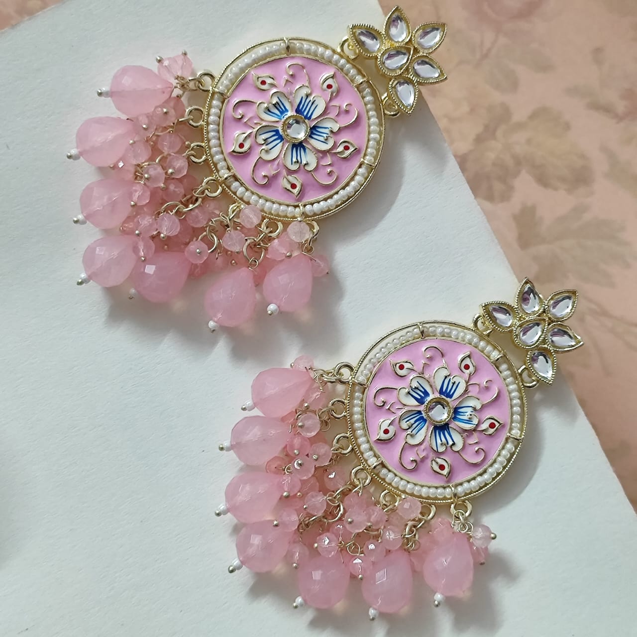 Pink Radha Earrings