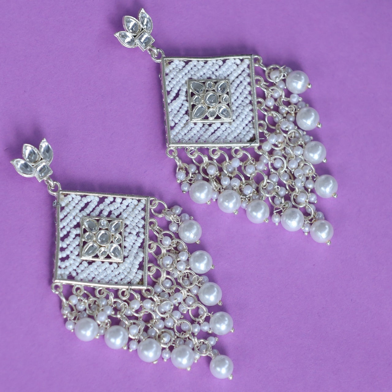 White Meera Earrings
